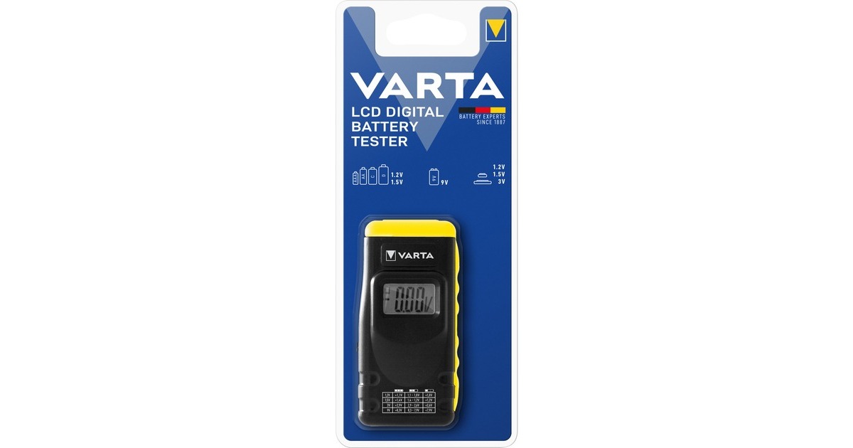 Varta 891101401 tester per batterie Nero, Giallo Nero, 9v, Stilo AA, Mini  Stilo AAA, AAAA, C, D, 9 V, Nero, Giallo