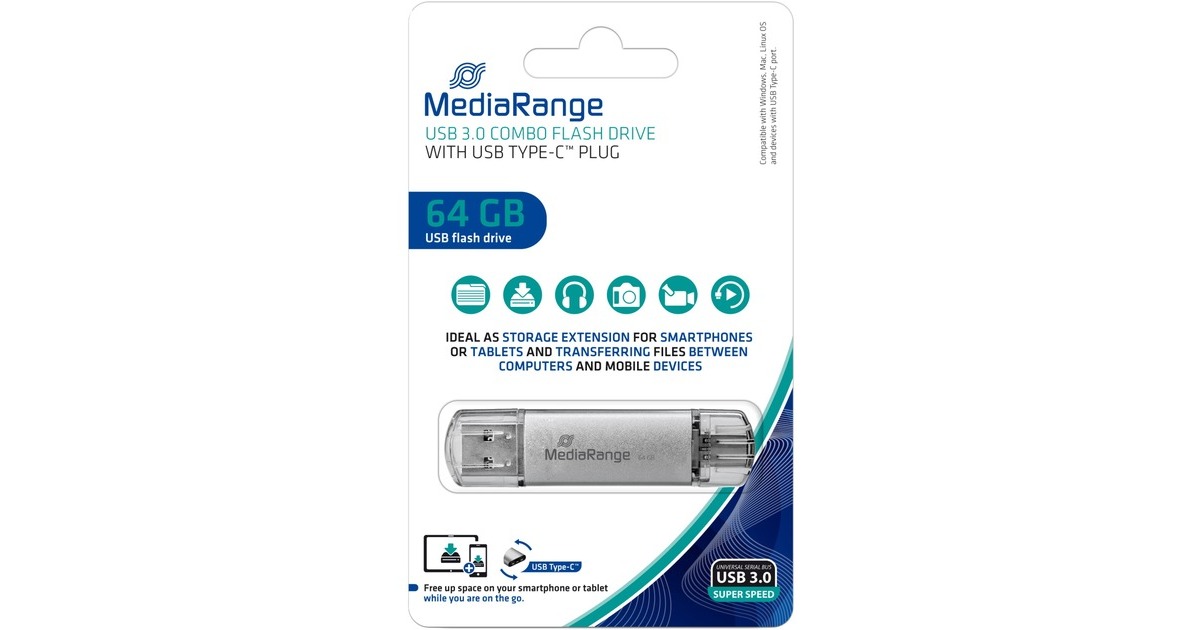 PNY DUO LINK Unità Flash USB 64 GB USB Type-A / USB Type-C 3.2 Gen 1  3 Gen 1 31 Gen 1 Stainless Steel