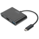 Digitus Adattatore USB Type-C™ HDMI Multiport, 3 porte Nero, 3 porte, USB 3.2 Gen 1 (3.1 Gen 1) Type-C, HDMI, USB 3.2 Gen 1 (3.1 Gen 1) Type-A, USB 3.2 Gen 1 (3.1 Gen 1) Type-C, 5000 Mbit/s, Nero, 0,15 m, Cina
