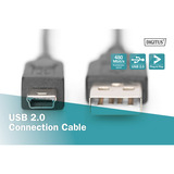 Digitus Cavo USB 2.0, connettore USB-A > connettore mini USB Nero