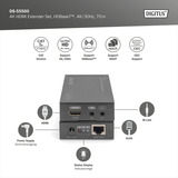 Digitus Set extender HDMI 4K HDBaseT, Estensione HDMI Nero