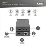 Digitus Set extender HDMI 4K HDBaseT, Estensione HDMI Nero