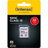 Intenso 32GB SDHC Classe 10 32 GB, SDHC, Classe 10, 25 MB/s, Resistente agli urti, A prova di temperatura, A prova di raggi X, Nero