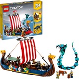 LEGO Creator 3-in-1 Nave vichinga e Jörmungandr, Giochi di costruzione Set da costruzione, 9 anno/i, Plastica, 1192 pz, 1,84 kg
