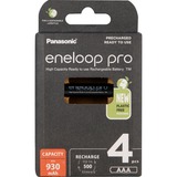 Panasonic Eneloop Pro Batteria ricaricabile Mini Stilo AAA Nichel-Metallo Idruro (NiMH) Batteria ricaricabile, Mini Stilo AAA, Nichel-Metallo Idruro (NiMH), 4 pz, 930 mAh, Nero