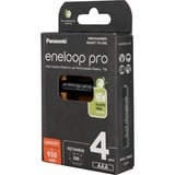 Panasonic Eneloop Pro Batteria ricaricabile Mini Stilo AAA Nichel-Metallo Idruro (NiMH) Batteria ricaricabile, Mini Stilo AAA, Nichel-Metallo Idruro (NiMH), 4 pz, 930 mAh, Nero