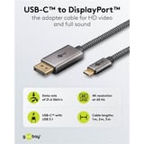 goobay Cavo adattatore USB, connettore USB-C > connettore DisplayPort, 4K 60Hz Nero/Argento