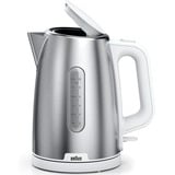 Braun WK 1500 bollitore elettrico 1,7 L 2200 W Acciaio inox, Bianco accaio/Bianco, 1,7 L, 2200 W, Acciaio inox, Bianco, Indicatore del livello dell'acqua, Arresto di sicurezza contro il surriscaldamento