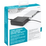 Digitus Caricabatterie USB universale 4 porte, USB Type-C™ Nero, USB Type-C™, Interno, AC, 20 V, 1,2 m, Nero