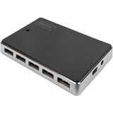 Digitus USB 2.0 Hub, 10-Porte Nero/Argento, 10-Porte, USB 2.0, 480 Mbit/s, Nero, Argento, Cina, 5 V, 4 A