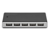 Digitus USB 2.0 Hub, 10-Porte Nero/Argento, 10-Porte, USB 2.0, 480 Mbit/s, Nero, Argento, Cina, 5 V, 4 A