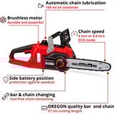 EINHELL FORTEXXA 18/30 4500 Giri/min Nero, Rosso, Sega a catena rosso/Nero, 4500 Giri/min, 30 cm, 27 cm, 8,9 m/s, Nero, Rosso, 0,16 L