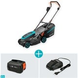 GARDENA Tosaerba a batteria PowerMax 37/36V P4A Set pronto all'uso, 36Volt (2x18V), Rasaerba Nero/grigio