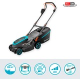 GARDENA Tosaerba a batteria PowerMax 37/36V P4A Set pronto all'uso, 36Volt (2x18V), Rasaerba Nero/grigio