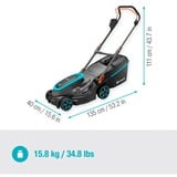 GARDENA Tosaerba a batteria PowerMax 37/36V P4A Set pronto all'uso, 36Volt (2x18V), Rasaerba Nero/grigio