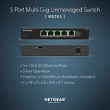 Netgear MS305-100EUS switch di rete Non gestito 2.5G Ethernet (100/1000/2500) Nero, Interruttore Non gestito, 2.5G Ethernet (100/1000/2500), Full duplex, Montabile a parete