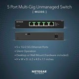 Netgear MS305 Non gestito 2.5G Ethernet (100/1000/2500) Nero, Interruttore Non gestito, 2.5G Ethernet (100/1000/2500), Full duplex, Montabile a parete