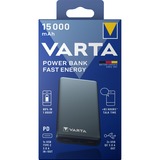Varta Fast Energy 15000 Polimeri di litio (LiPo) 15000 mAh Argento, Powerbank grigio, 15000 mAh, Polimeri di litio (LiPo), Quick Charge 3.0, 3,7 V, Argento