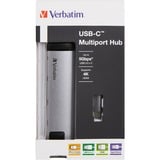 Verbatim 49141 hub di interfaccia USB 3.2 Gen 1 (3.1 Gen 1) Type-C 1000 Mbit/s Nero, Argento, Hub USB argento/Nero, USB 3.2 Gen 1 (3.1 Gen 1) Type-C, USB 3.2 Gen 1 (3.1 Gen 1) Type-C, 1000 Mbit/s, Nero, Argento, Metallo, 0,015 m