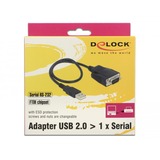 DeLOCK 62958 scheda di interfaccia e adattatore Seriale Nero, USB tipo A, Seriale, RS-232, Nero, 0,45 m, FTDI FT232RL