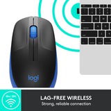 Logitech M190 mouse Ambidestro RF Wireless Ottico 1000 DPI Nero/Blu, Ambidestro, Ottico, RF Wireless, 1000 DPI, Blu