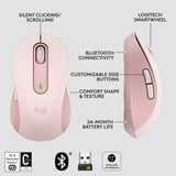 Logitech Signature M650 mouse Mano destra RF senza fili + Bluetooth Ottico 2000 DPI rosa, Mano destra, Ottico, RF senza fili + Bluetooth, 2000 DPI, Rosa