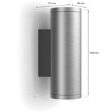 Philips Hue White & Color Ambiance Appear lampada da parete esterna rotonda, Luce LED argento