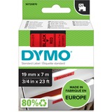 Dymo D1 - Standard Etichette - Nero su rosso - 19mm x 7m, Nastro di scrittura Nero su rosso, Poliestere, Belgio, -18 - 90 °C, DYMO, LabelManager, LabelWriter 450 DUO