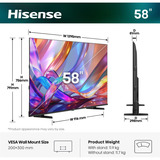 Hisense 58E7S, QLED TV Nero