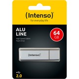 Intenso Alu Line unità flash USB 64 GB USB tipo A 2.0 Argento argento, 64 GB, USB tipo A, 2.0, 28 MB/s, Cuffia, Argento