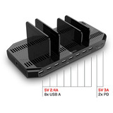 Lindy 73435 Caricabatterie per dispositivi mobili Smartphone, Tablet Nero AC Ricarica rapida Interno, Stazione di ricarica Nero/grigio, Interno, AC, 5 V, 0,9 m, Nero