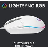 Logitech G203 Lightsync mouse USB tipo A 8000 DPI bianco, USB tipo A, 8000 DPI, 1 ms, Bianco