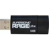 Patriot Supersonic Rage Lite unità flash USB 64 GB USB tipo A 3.2 Gen 1 (3.1 Gen 1) Nero, Blu, Chiavetta USB Nero/Blu, 64 GB, USB tipo A, 3.2 Gen 1 (3.1 Gen 1), 180 MB/s, Lamina di scorrimento, Nero, Blu