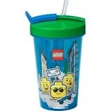 Room Copenhagen Bicchiere LEGO con cannuccia Iconic Boy Blu brillante, Coppa blu/Verde