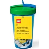 Room Copenhagen Bicchiere LEGO con cannuccia Iconic Boy Blu brillante, Coppa blu/Verde