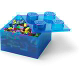 Room Copenhagen LEGO Storage Brick 4 Top Lid Glitter, Scatola di immagazzinaggio blu/trasparente