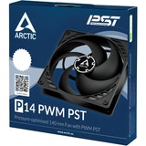 ARCTIC P14 PWM PST Case per computer Ventilatore 14 cm Nero Nero, Ventilatore, 14 cm, 1700 Giri/min, 24,5 dB, 72,8 pdc/min, 123,76 m³/h
