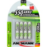 Ansmann Blister 4 X Accu, AAA, 550 mAh AAA / HR03 Nichel-Metallo Idruro (NiMH) verde, AAA, 550 mAh, AAA / HR03, Nichel-Metallo Idruro (NiMH), 1,2 V, 550 mAh, Argento