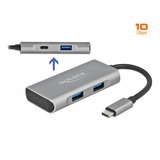 DeLOCK 63261 hub di interfaccia USB 3.2 Gen 2 (3.1 Gen 2) Type-C 10000 Mbit/s Nero, Grigio grigio, USB 3.2 Gen 2 (3.1 Gen 2) Type-C, USB 3.2 Gen 2 (3.1 Gen 2) Type-A, USB 3.2 Gen 2 (3.1 Gen 2) Type-C, 10000 Mbit/s, Nero, Grigio, Alluminio, 0,12 m