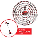 EINHELL GE-CT 18 Li Kit Batteria, Tagliabordi rosso/Nero, 8500 Giri/min, 90°, Batteria, Ioni di Litio, 18 V, 2 Ah