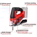 EINHELL Seghetto alternativo a batteria Power X-Change TC-JS 18 Li-Solo, 18Volt, Puzzle rosso/Nero
