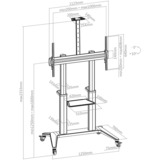 HAGOR BrackIT Stand HD XXL 3,05 m (120") Nero Nero, 140 kg, 165,1 cm (65"), 3,05 m (120"), 1000 x 600 mm, 1250 - 1600 mm, -5 - 10°