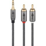 goobay Cavo adattatore audio Plus AUX 3,5mm jack > spina stereo Cinch Nero/Argento