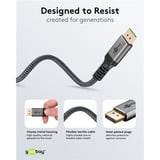 goobay Plus Cavo DisplayPort 2.0/2.1, 8K @ 144Hz, 54 Gbit/s grigio