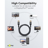 goobay Plus Cavo DisplayPort 2.0/2.1, 8K @ 144Hz, 54 Gbit/s grigio