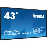 iiyama LH4352UHS-B1 visualizzatore di messaggi Pannello piatto per segnaletica digitale 108 cm (42.5") IPS 500 cd/m² 4K Ultra HD Nero Processore integrato Android 8.0 24/7 Nero, Pannello piatto per segnaletica digitale, 108 cm (42.5"), IPS, 3840 x 2160 Pixel, 24/7