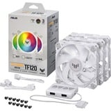ASUS TUF GAMING TF120 ARGB WHITE EDITION 3IN1 Case per computer Raffreddatore d'aria 12 cm Bianco 3 pz, Ventola bianco, Raffreddatore d'aria, 12 cm, 250 Giri/min, 1900 Giri/min, Bianco