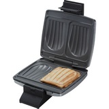 Cloer Sandwichmaker 6235 tostiera 930 W Nero, Argento accaio/Nero, 930 W, 230 V, 245 x 220 x 90 mm, Nero, Argento, Acciaio inossidabile