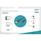 Digitus Cavo di collegamento USB 2.0 USB-A (spina) > Mini-USB (spina) Nero
