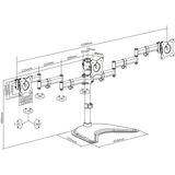 Digitus Supporto monitor universale triplo Nero, Libera installazione, 8 kg, 33 cm (13"), 68,6 cm (27"), 100 x 100 mm, Nero
